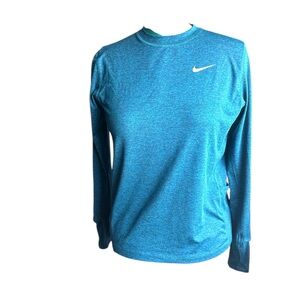 Nike Blue Fitted Dri-Fit Long Sleeve Top - Size M